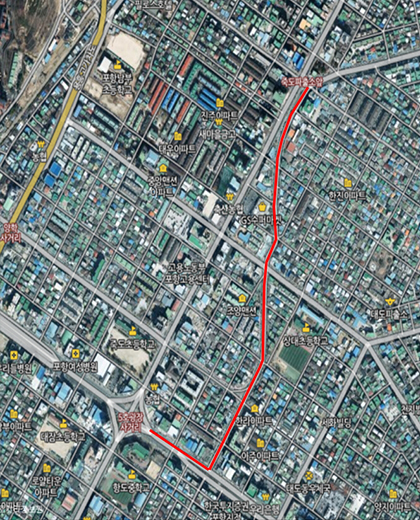 오광장 → 양학천복개도로입구